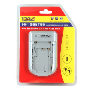 Titanium Innovations 8-In-1 Sony Type Camcorder Battery Charger - AC 100-240V AC + DC Adapters