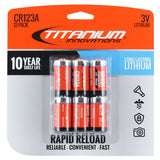 Titanium Innovations CR123A 1600mAh 3V 3A Lithium Primary (LiMnO2) Button Top Photo Battery - Bulk