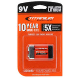 Titanium Innovations 9V 1200mAh Lithium Primary (LiMnO2) Battery - 1pc Retail Card - Snap Connectors (CR9V-1PK)