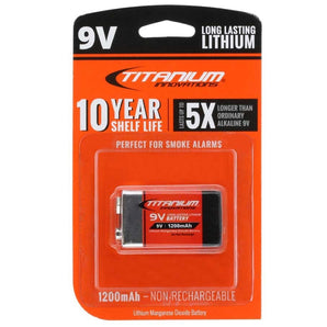 Titanium Innovations 9V 1200mAh Lithium Primary (LiMnO2) Battery - 1pc Retail Card - Snap Connectors (CR9V-1PK)