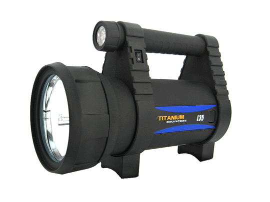 Titanium Innovations L35 35W 3500 Lumen Compact HID Rechargeable Search Light - Black Body with EU Plug