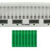 Titanium Innovations MD-1600L 16-Bay Smart Fast Battery Charger with LCD Display - NIMH AA and AAAs - AC 100-240V + DC Adapters