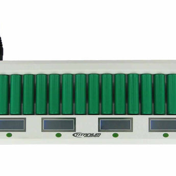 Titanium Innovations MD-1600L 16-Bay Smart Fast Battery Charger with LCD Display - NIMH AA and AAAs - AC 100-240V + DC Adapters