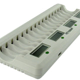 Titanium Innovations MD-1600L 16-Bay Smart Fast Battery Charger with LCD Display - NIMH AA and AAAs - AC 100-240V + DC Adapters