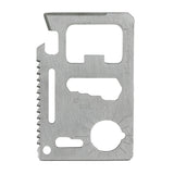 Titanium Innovations MT11 Survival Tool Card - 11 Tools in One - Black or Silver Stainless Steel