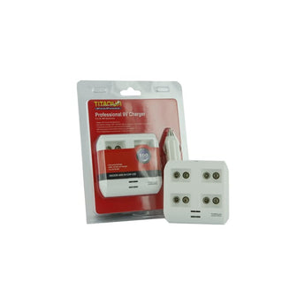 Titanium Innovations TTP9V 4-Bay Smart Battery Charger - NiMH 9Vs - AC 100-240V + DC Adapters