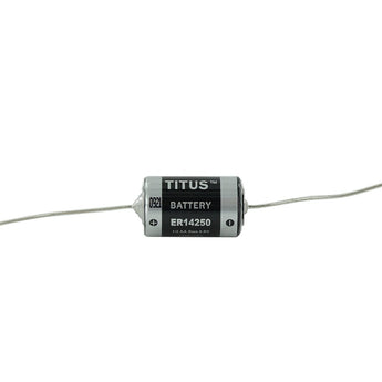 Titus ER14250-AX 1/2 AA 1200mAh 3.6V Lithium Thionyl Chloride (LiSOCI2) Button Top Battery with Axial Leads - Bulk