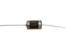 Titus ER14250M-AX 1/2 AA 750mAh 3.6V Lithium Thionyl Chloride (LiSOCI2) Spiral Wound Button Top Battery with Axial Leads - Bulk