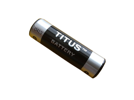 Titus ER14335M-AX 2/3 AA 1350mAh 3.6V Lithium Thionyl Chloride (LiSOCl2) Spiral-Wound Button Top Battery with Axial Leads - Bulk