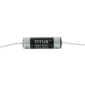 Titus ER14505M-AX AA 1800mAh 3.6V Lithium Thionyl Chloride (LiSOCI2) Spiral Wound Button Top Battery with Axial Leads - Bulk