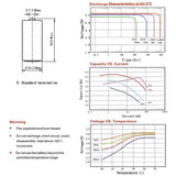 Titus ER26500M-AX C 6500mAh 3.6V Lithium Thionyl Chloride (LiSOCI2) Spiral Wound Button Top Battery with Axial Leads - Bulk