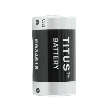 Titus ER34615-AX D 19000mAh 3.6V Lithium Thionyl Chloride (LiSOCI2) Button Top Battery with Axial Leads - Bulk