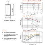 Titus ER34615 D 19000mAh 3.6V Lithium Thionyl Chloride (LiSOCI2) Bobbin Wound Button Top Battery - Bulk