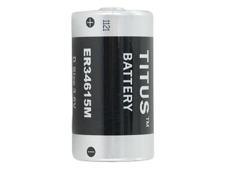 Titus ER34615M D-Cell 14000mAh 3.6V Lithium Thionyl Chloride (LiSOCI2) Spiral Wound Button Top Battery - Bulk