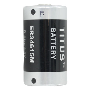 Titus ER34615M-AX D 14000mAh 3.6V Lithium Thionyl Chloride (LiSOCI2) Spiral Wound Button Top Battery with Axial Leads - Bulk