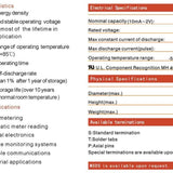 Titus ER34615M-AX D 14000mAh 3.6V Lithium Thionyl Chloride (LiSOCI2) Spiral Wound Button Top Battery with Axial Leads - Bulk