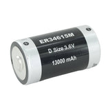 Titus ER34615M D 14000mAh 3.6V Lithium Thionyl Chloride (LiSOCI2) Spiral Wound Button Top Battery - Bulk