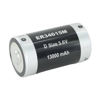 Titus ER34615M-AX D 14000mAh 3.6V Lithium Thionyl Chloride (LiSOCI2) Spiral Wound Button Top Battery with Axial Leads - Bulk