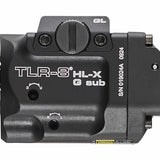 Streamlight TLR-8 HL-X Sub USB LED Weapon Light  - 1000 Lumens  -  Includes 1 x SL-B9 Battery Pack and USB-C Charging Cable - Choice of Laser Color and Weapon Mount