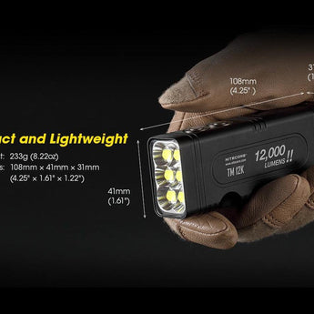 Nitecore TM12K Tiny Monster Rechargeable LED Flashlight - 12000 Lumens - 6 x CREE XHP50 - Uses Built-in 4800mAh Li-ion Battery Pack