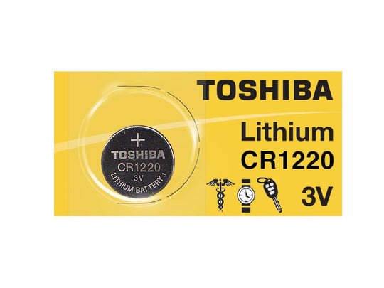 Toshiba CR1220 40mAh 3V Lithium (LiMnO2) Coin Cell Battery - 1 Piece Tear Strip