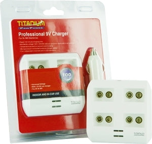 Titanium Innovations TTP9V 4-Bay Smart Battery Charger - NiMH 9Vs - AC 100-240V + DC Adapters