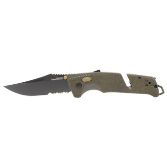 SOG Trident AT Folding Knife - Partially Serrated Blade - Olive Drab or Uniform Blue