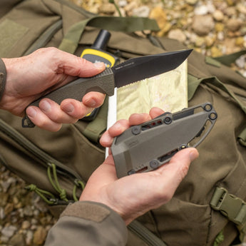 SOG Trident FX Fixed Blade Knife - Straight Edge or Partially Serrated Blade - Blackout or OD Green