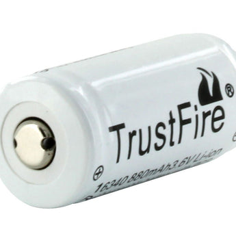 TrustFire RCR123A / 16340 880mAh 3.6V Protected Lithium Ion (Li-ion) Button Top Battery - Bulk