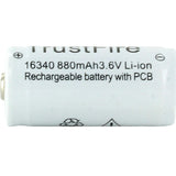 TrustFire RCR123A / 16340 880mAh 3.6V Protected Lithium Ion (Li-ion) Button Top Battery - Bulk