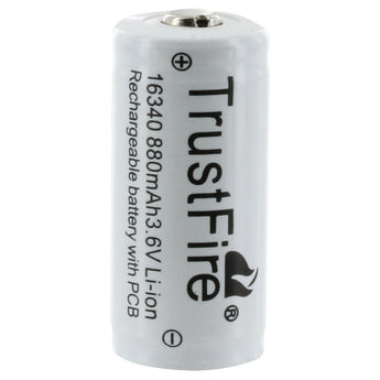 TrustFire RCR123A / 16340 880mAh 3.6V Protected Lithium Ion (Li-ion) Button Top Battery - Bulk