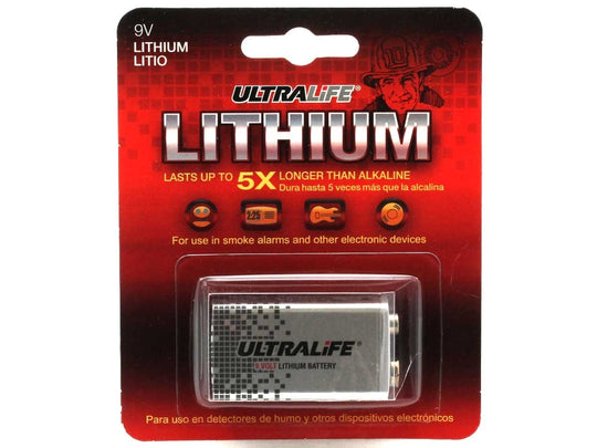 UltraLife U9VL-J-P-BP 9V 1200mAh Lithium Primary (LiMnO2) Battery - Snap Connectors - 1 Piece Retail Card