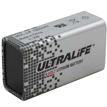 UltraLife U9VL-J-P-BP 9V 1200mAh Lithium Primary (LiMnO2) Battery - Snap Connectors - 1 Piece Retail Card
