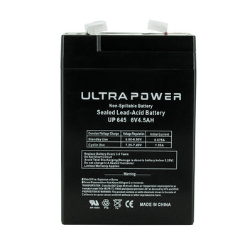UltraPower UP645F1 4.5Ah 6V Rechargeable Sealed Lead Acid (SLA) Battery - F1 Terminal