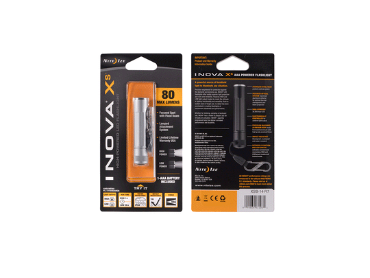 Inova XS Compact LED Flashlight - 80 Lumens - Titanium Finish - Uses 1 x AAA