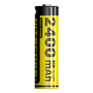 Nitecore NH2400 AA 2400mAh / 3600mWh 1.5V Rechargeable Protected Lithium-Ion Button Top Battery Kit - Includes 4 x AA Batteries and 1 x USB-C Charging Cable