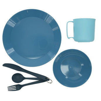 Ultimate Survival Technologies PackWare Dish Set - Includes Plate, Bowl, Cup, Fork, Knife and Spoon for Camping - Orange