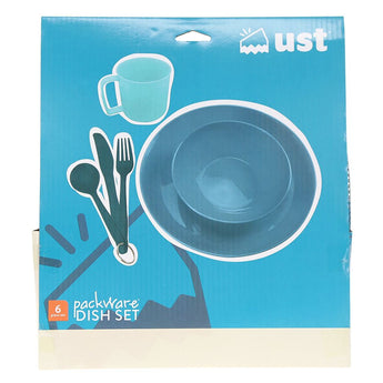Ultimate Survival Technologies PackWare Dish Set - Includes Plate, Bowl, Cup, Fork, Knife and Spoon for Camping - Orange