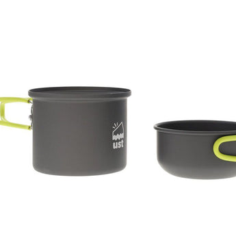 Ultimate Survival Technologies Solo Cook Kit - Hard Anodized Aluminum - Includes Pot with Lid / Frying Pan - Silicone Handles