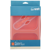 Ultimate Survival Technologies FlexWare Mess Kit 1.0 - Silicone - 2-Compartment Collapsible Food Tray with Fork/Spoon Lid Combo - Orange