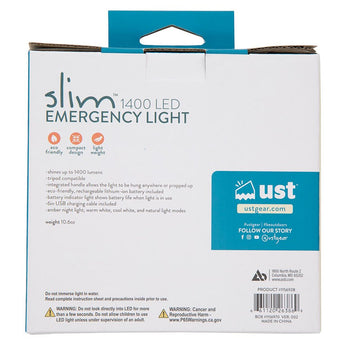 Ultimate Survival Technologies Slim 1400 Rechargeable LED Emergency Light - Uses Built-In Li-ion Battery Pack