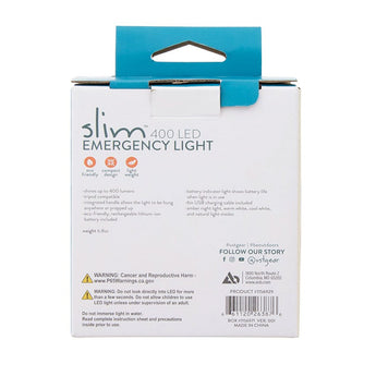 Ultimate Survival Technologies Slim 400 Rechargeable LED Emergency Light - Uses Built-In Li-ion Battery Pack