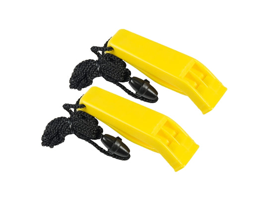 Ultimate Survival Technologies Hear-Me Whistles / Emergency Signaling Devices with Breakaway Lanyards - 2-Pack - Yellow (1156870)