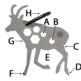 Ultimate Survival Technologies Tool a Long Antelope Multi-Tool - Stainless Steel - 8 Total Tools - TSA Compliant (20-12463)
