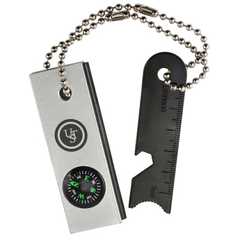 Ultimate Survival Technologies FlintBar 7-in-1 Multi-Tool - Includes Striker, Tinder Scraper, Wrench, Compass, Flint, Ruler and Mirror - Aluminum (20-MTL0007)