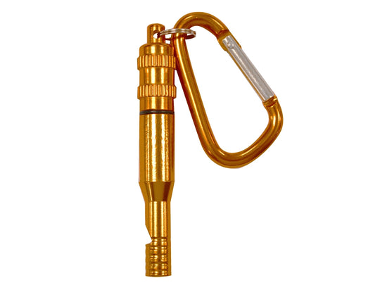 Ultimate Survival Technologies I.C.E. In Case of Emergency Whistle / Signaling Device with Carabiner Clip, Watertight Storage Capsule - Aluminum - Orange (20-SGN0005-08)