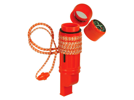 Ultimate Survival Technologies 5-in-1 Survival Tool Kit - Includes Compass, Whistle, Match Box, Flint and Signal Mirror - Orange (20-310-5-1)