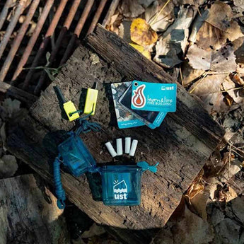 Ultimate Survival Technologies Learn and Live Fire Starting Kit Combo - Pairs Pocket Guide with Fire Starter and Tinder