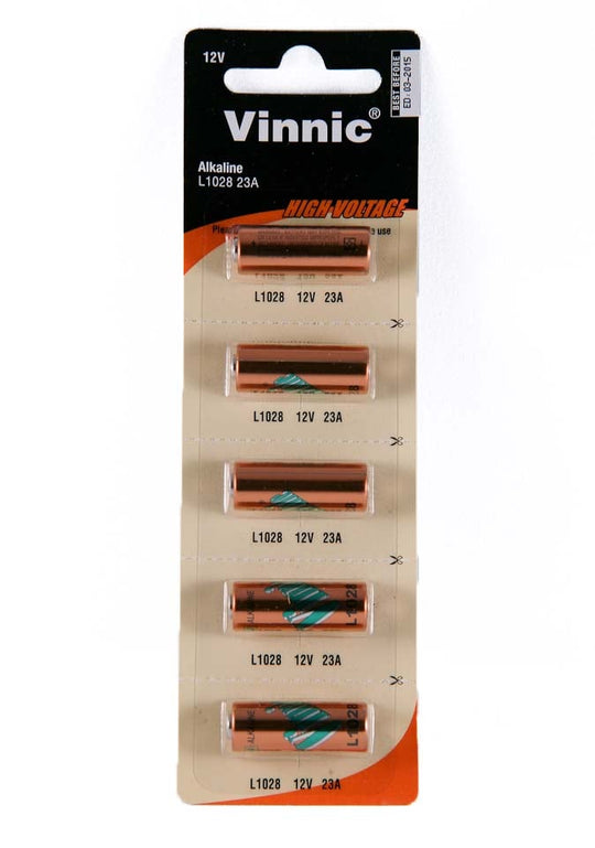 Vinnic Alkaline A23 12V Battery (LRV08, A23, MN21, GP23A) 1 Piece Tear Strip, Sold Individually