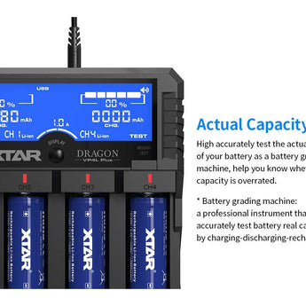 XTAR Dragon VP4L Plus 4 Slot Professional Battery Charger and Tester